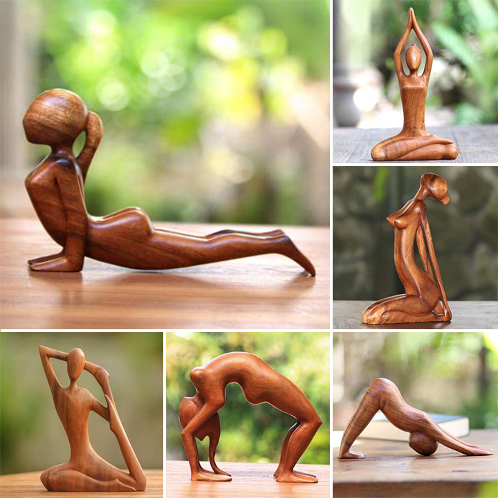 Yoga pose wood carving | Wood sculpture | Gifts for gymnastics lovers