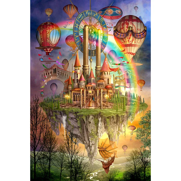 『YiShu』Sky City Rainbow - 11CT Stamped Cross Stitch（40*60cm)