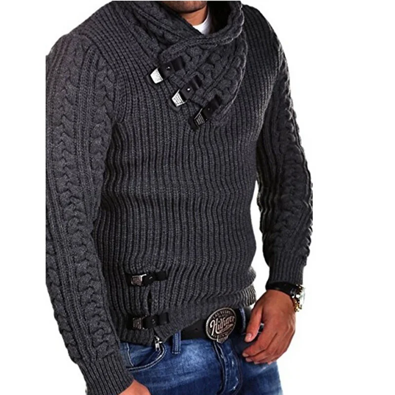 Uveng Uveng Ebay New Men's Sweater Long Sleeve Leather Buckle Top Jumper Men's