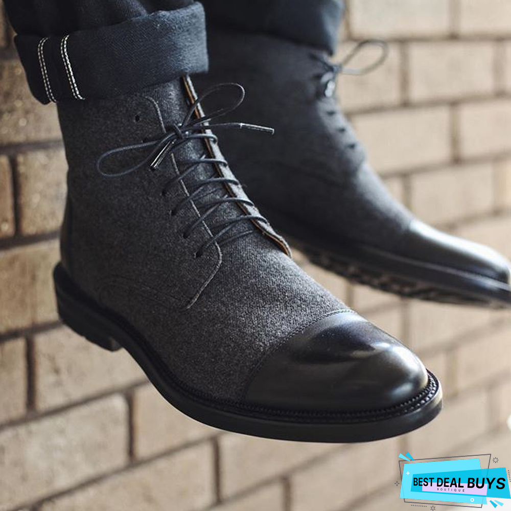 Hot Sale Handmade Color Stitching Suede Ankle Boots