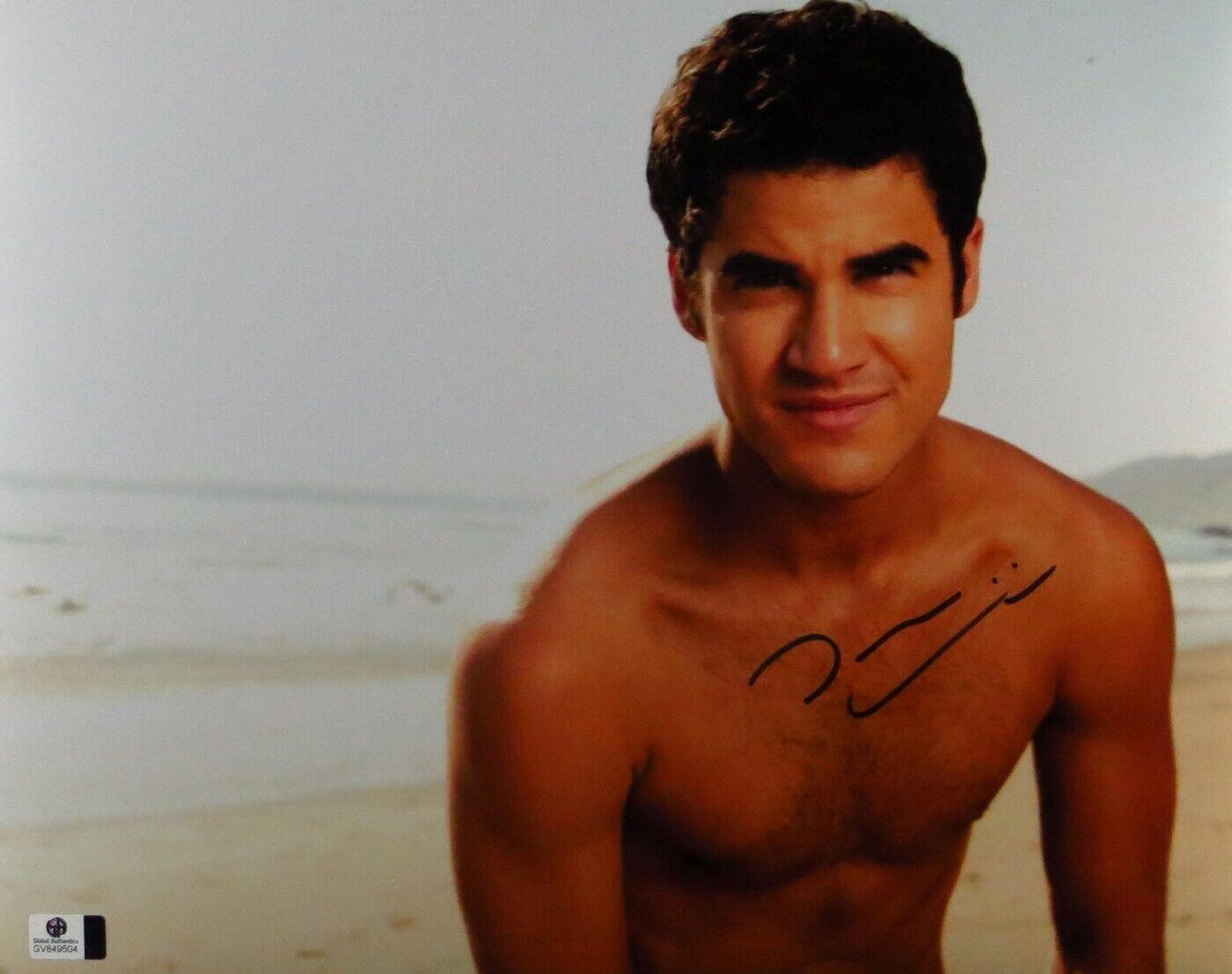 Darren Criss Signed Autographed 11X14 Photo Poster painting Glee Sexy Beach No Shirt GV849504