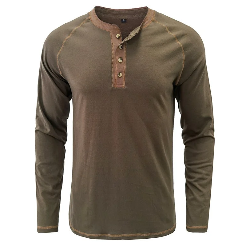 🔥AUTUMN HOT SALES🔥 Men's Soft Cotton Fabric Henley Collar T-Shirt