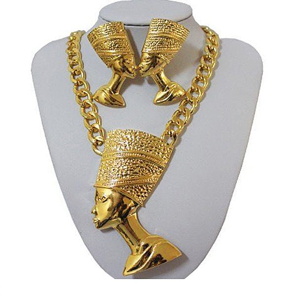 Pharaoh's Rights - Alloy Necklace Earrings Gold Set