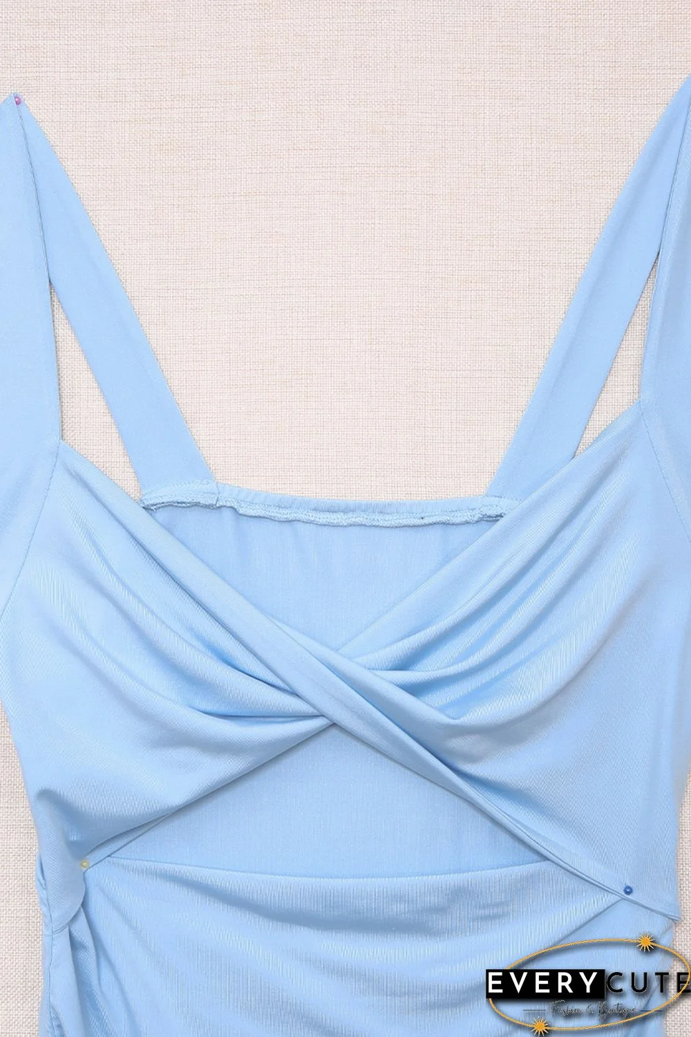 Sky Blue Twist Ruched Bodycon Dress
