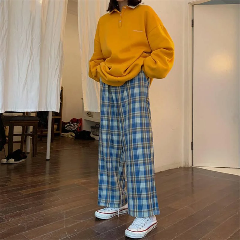 Brownm Waist Checkered Sweatpants