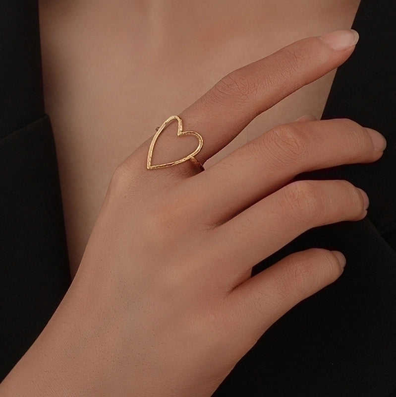Minimalist Heart Shape Stainless Steel Plating Open Ring