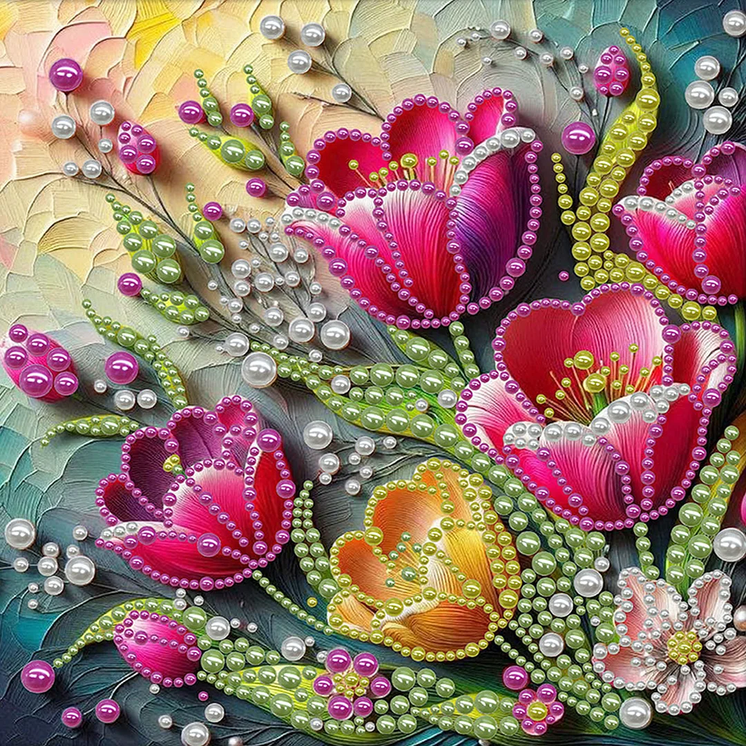 Tulip - DIY Pearl Diamond Art Kit With Frame 30*30cm