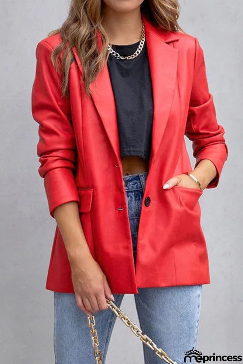 Casual Street Solid Patchwork Buckle Turn-back Collar Outerwear