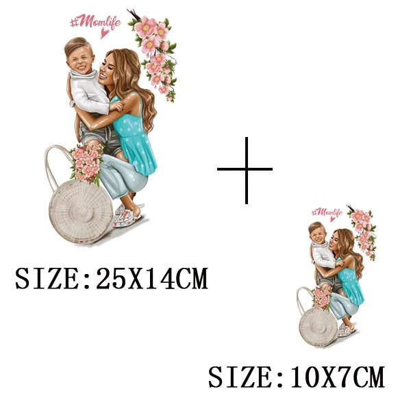 Mom&Children Thermal Stickers On T-shirt DIY Washable Patch On Clothes Lovely Design Iron On Transfer For Hoodies Hat Decoration