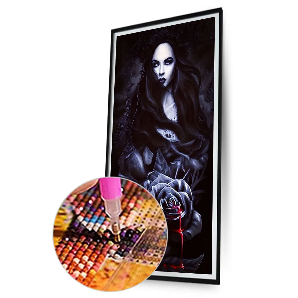 Full Round Diamond Painting 40*80cm - Dark Rose Girl
