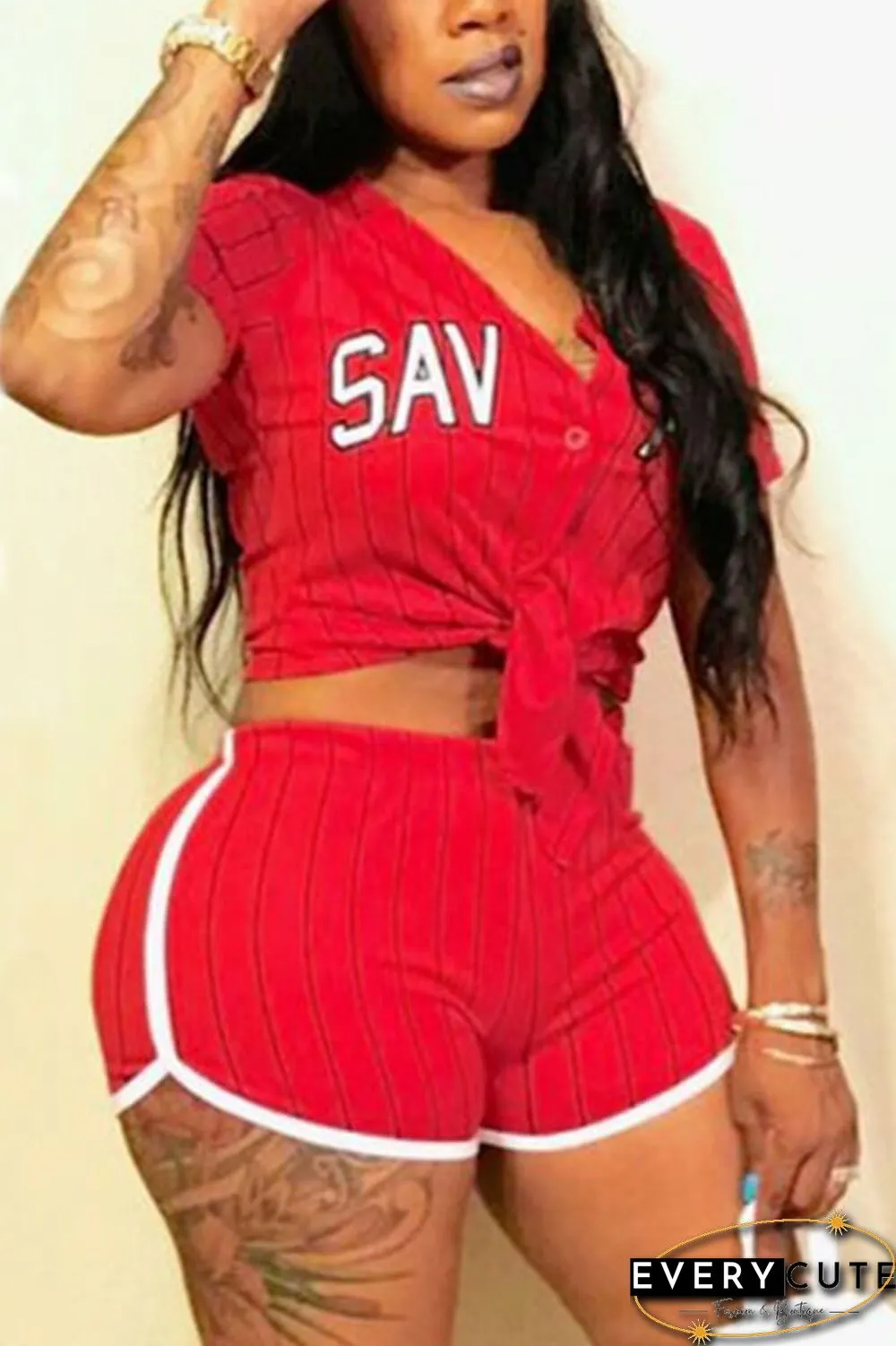 Fashion Print Sport Shorts Set