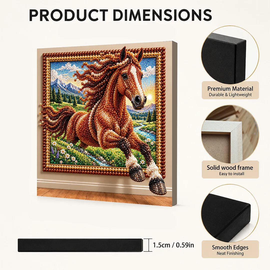 Pearl Painting Kit for Adults Horse with Frame 11.81x11.81in