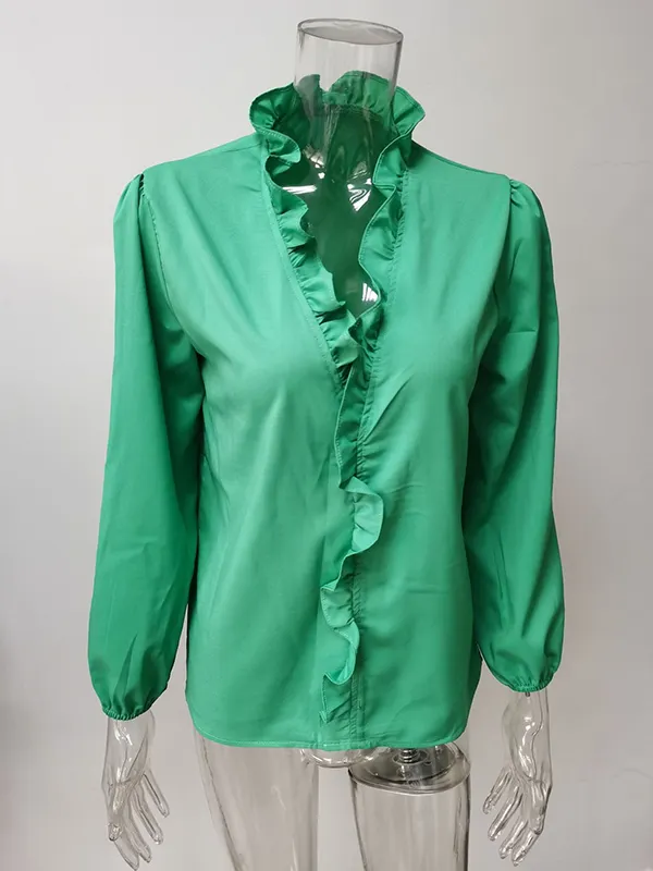 Falbala Lace-Up Long Sleeves Sweater Tops