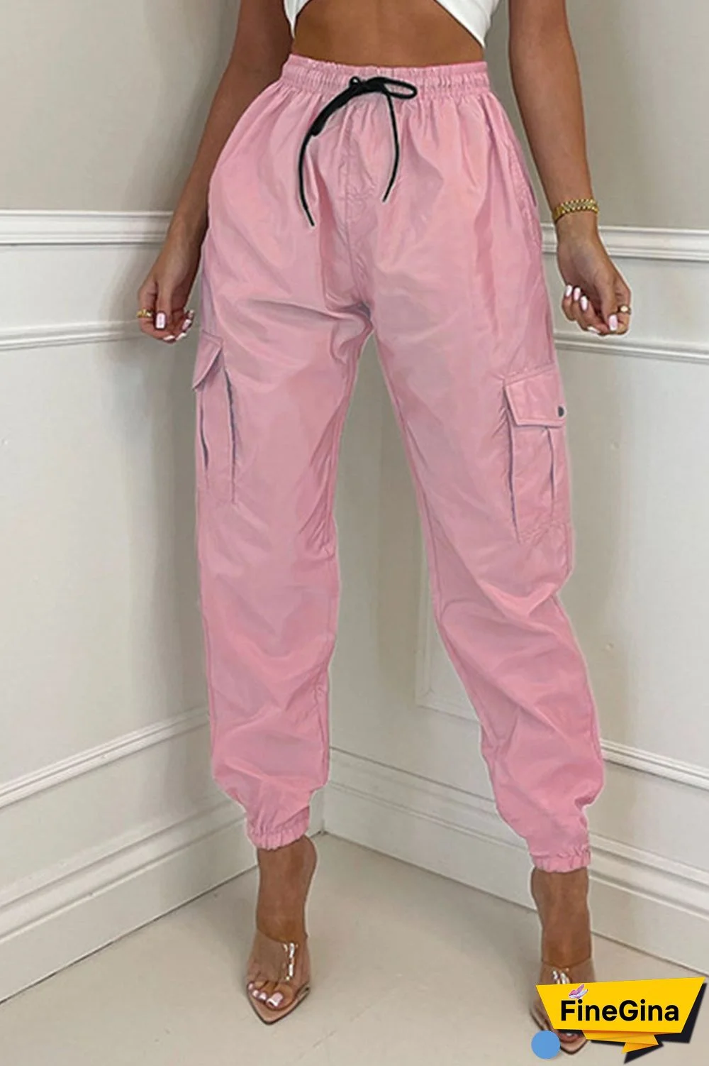 Earth Yellow Casual Street Solid Patchwork Pocket Regular High Waist Pencil Solid Color Bottoms