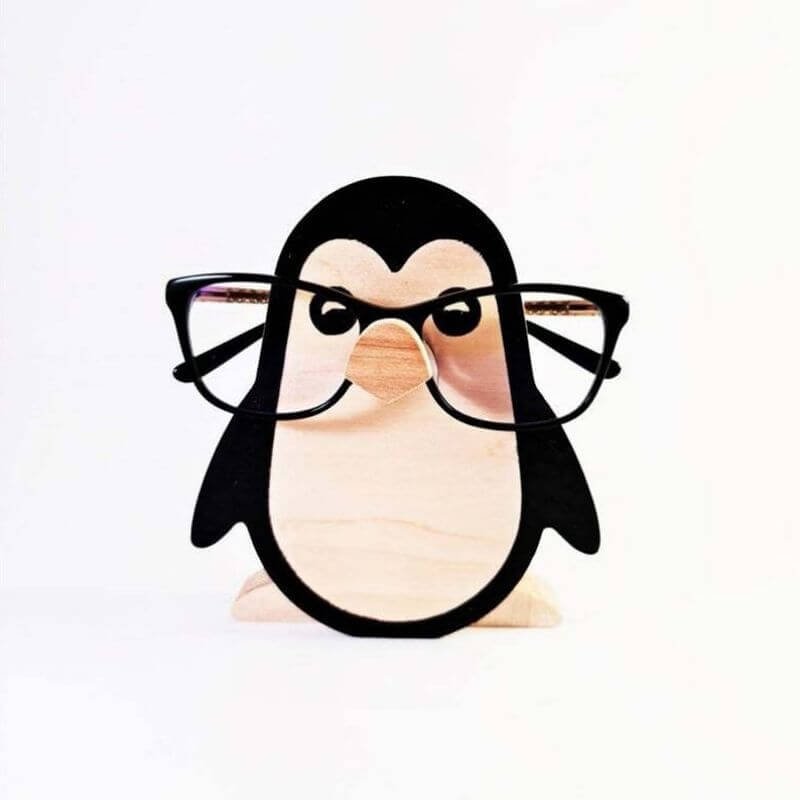 WoodyOrnament Handmade  Glasses Stand Penguin