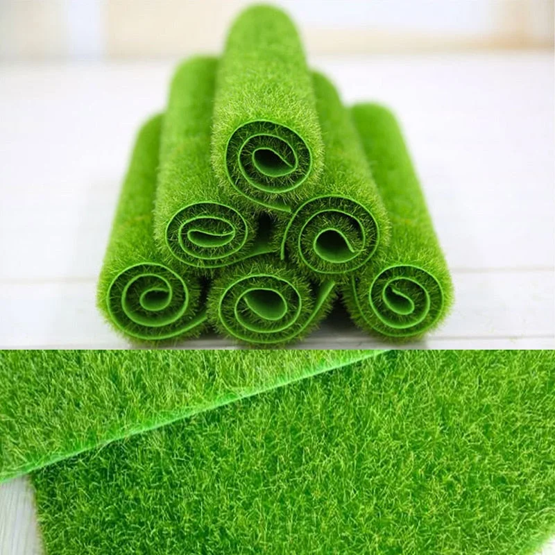 15/30cm Grass Mat Green Artificial Grassland Moss Lawn Turf Carpet DIY Micro Landscape Home Floor Aquarium Wedding Decorations