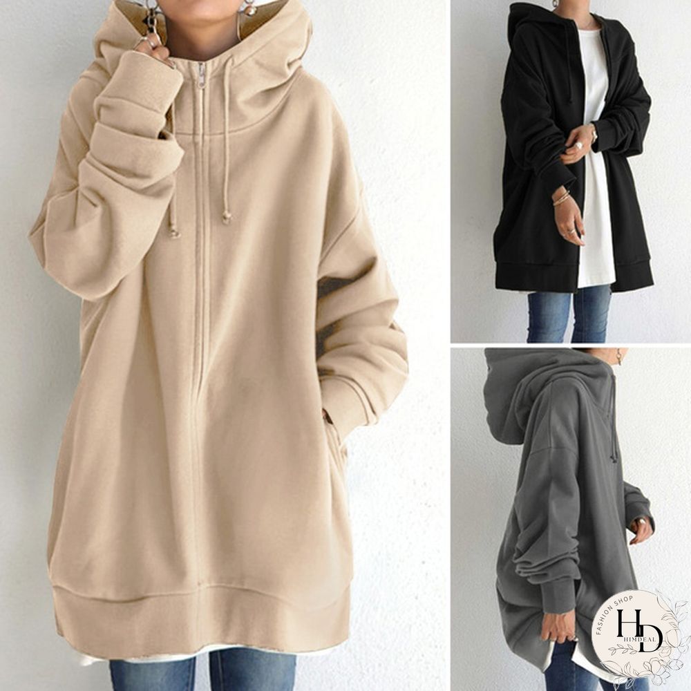 Women Winter Oversized Warm Casual Sweatshirt Tunic Coat Jackets Hoodie Cardigan Loose Outerwear