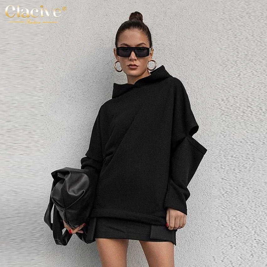 Uforever21 Fall Outfits  Winter Loose Black Women Sweatshirts 2023 Fashion Long Sleeve Hoodies Streetwear Chic Hooded Sweatshirt Top Female New
