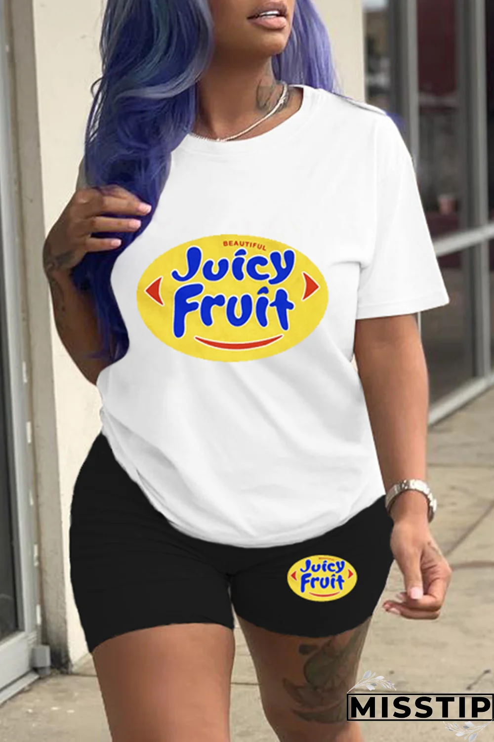 Black Gold Casual Print Patchwork O Neck Short Sleeve Two Pieces