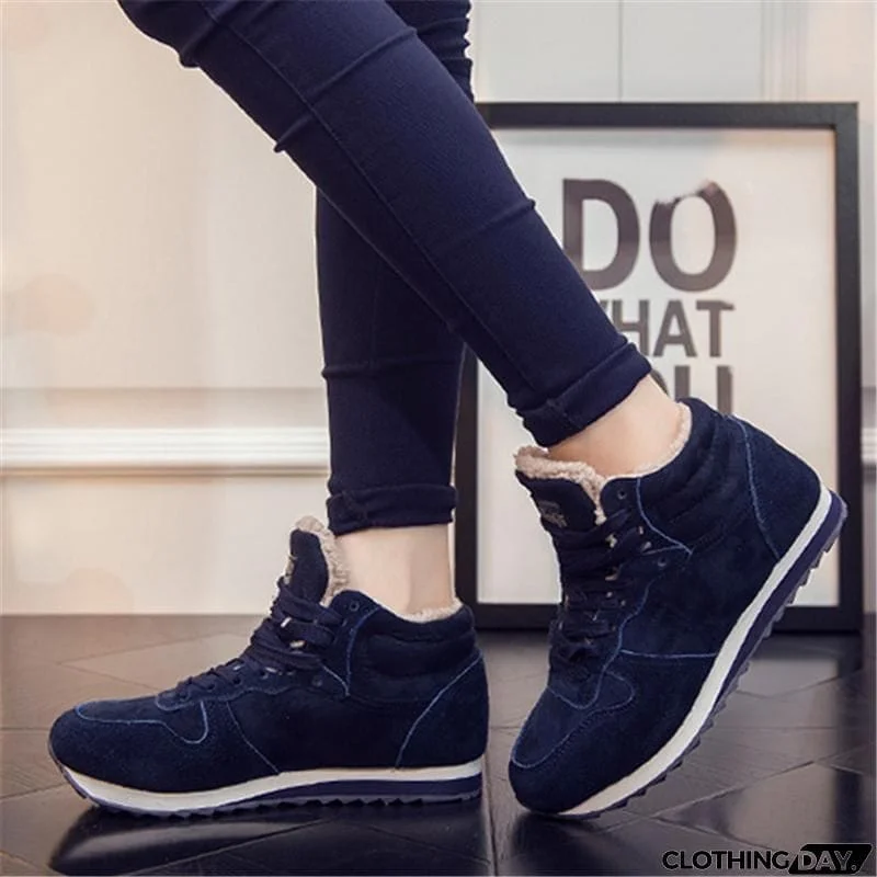 Winter&nbsp;Lace Up Snow Sneakers Warm Fur Lined Shoes