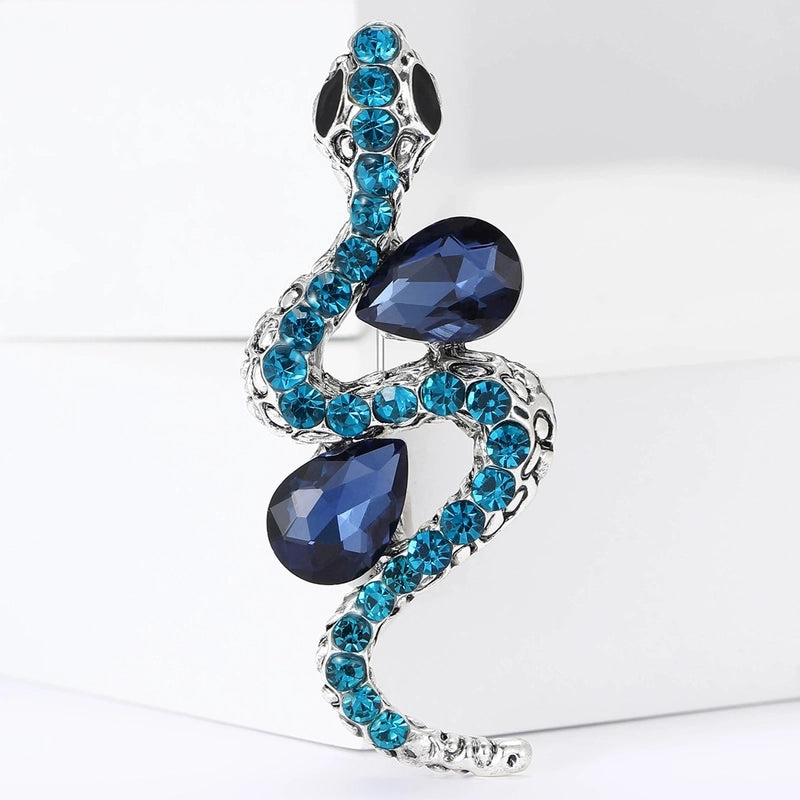 Retro Pin Snake Alloy Inlay Rhinestones Unisex Brooches