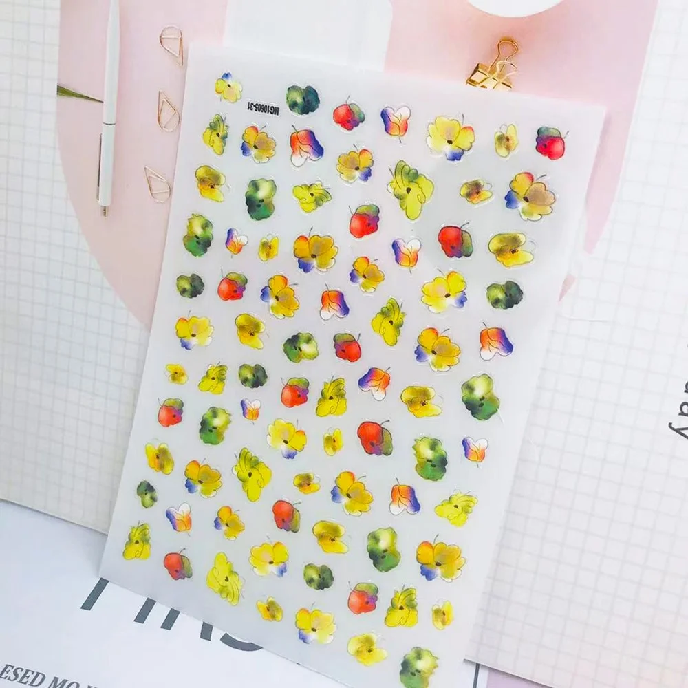 Churchf New 3D Self-Adhesive Bohemia Lovly Red Lips Image Nails Stickers for Nails Sticker Decorations Manicure Z0452-Nail Inspo