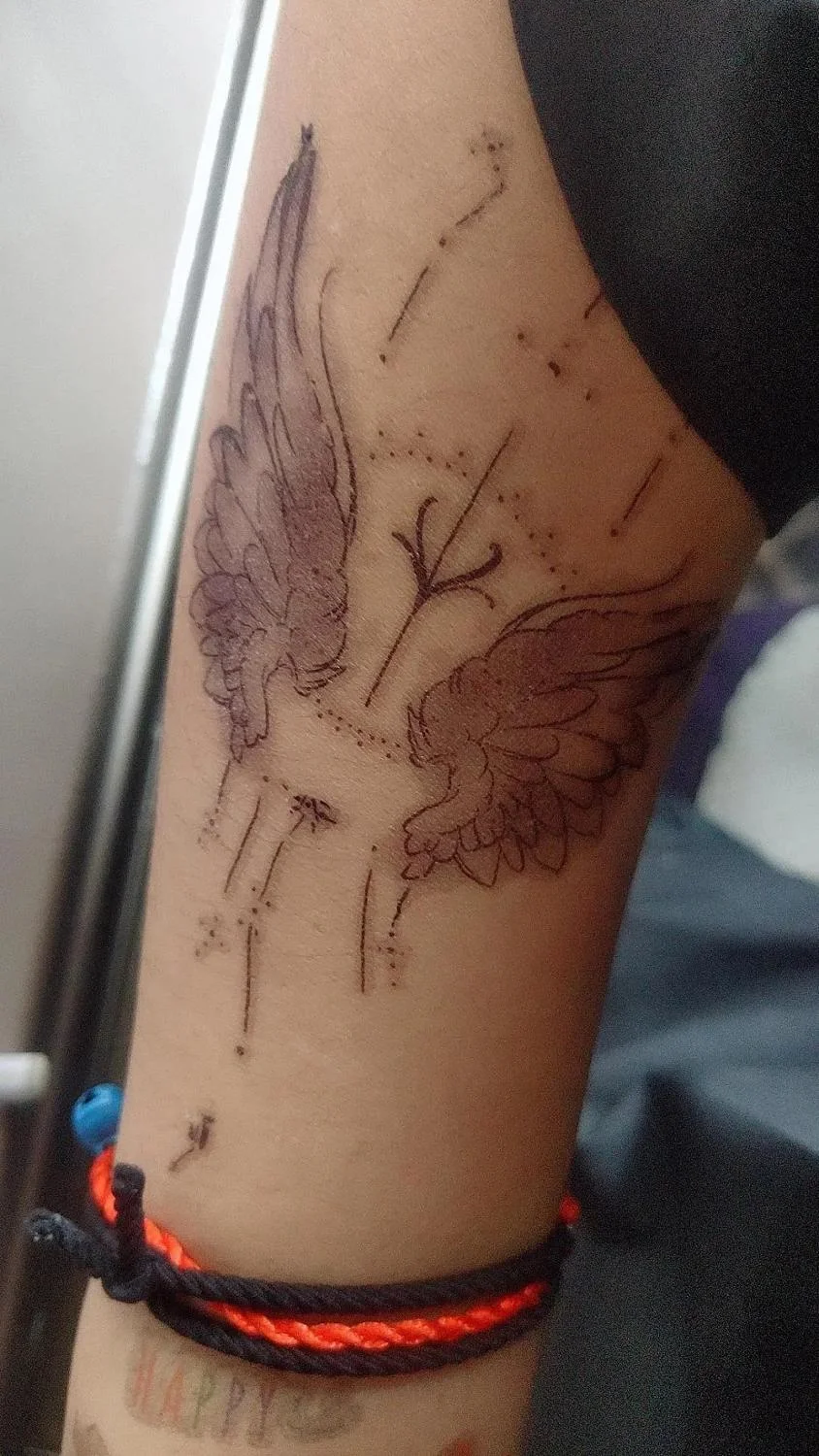 Black Angel Wing Waterproof Temporary Tattoo Stickers For Women Men Body Waist Arm Fake Tatto Art