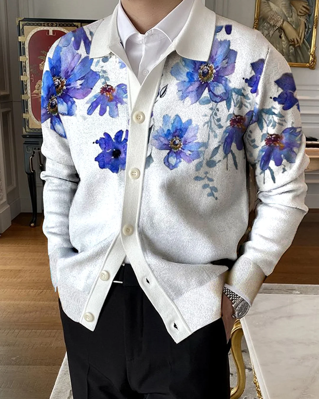 Men's Lapel Knitted Sweater Cardigan e378