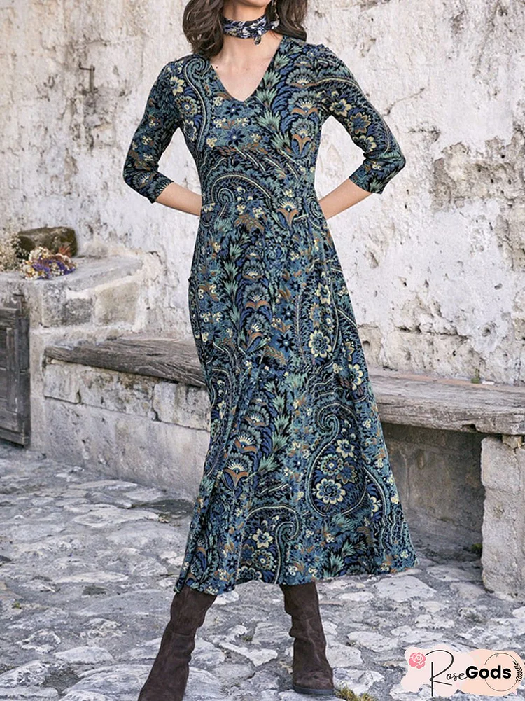 Paisley Vintage Flower Dress Plus Size