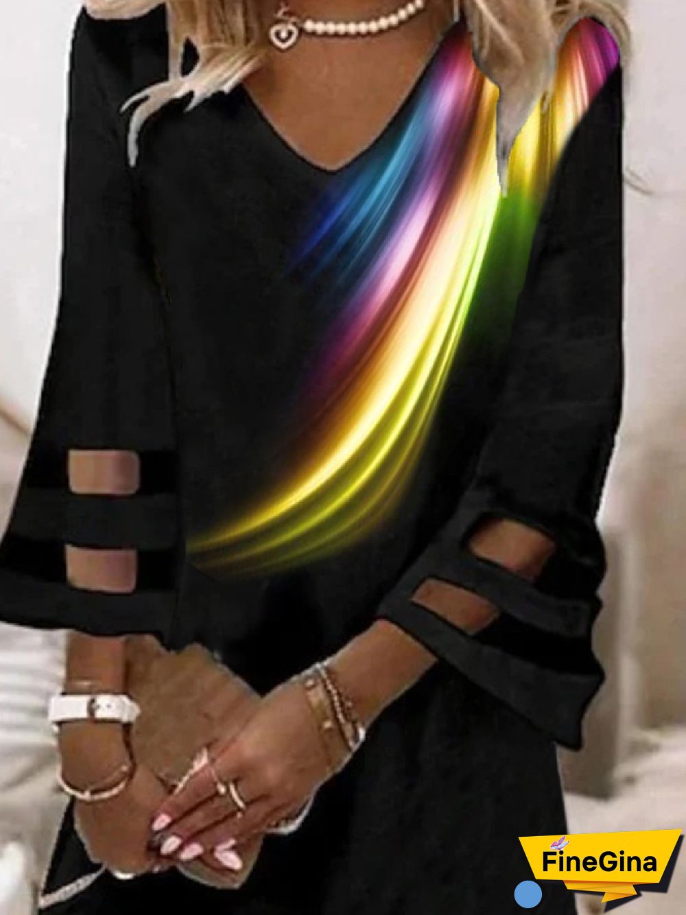 Casual Abstract Loose Three Quarter Loose Dresses