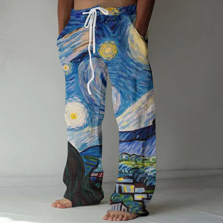Classic Van Gogh Starry Sky Print Lounge Pants