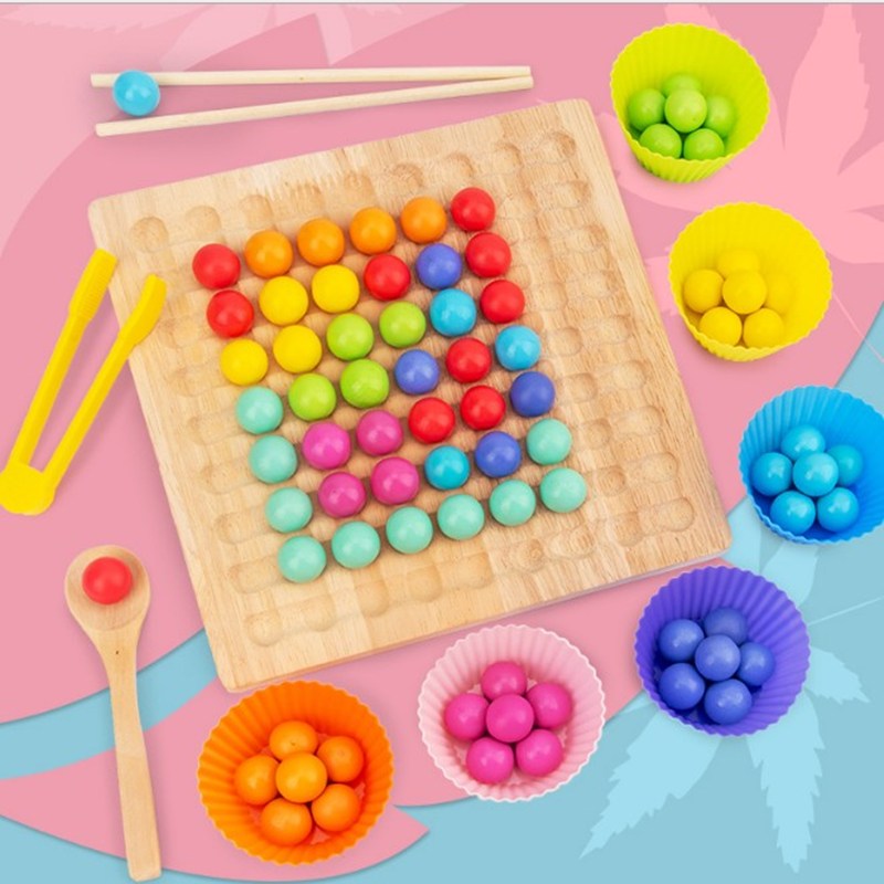 

Color Bead Concentration Training Wooden Kids Educational Board Game Toy, 501 Original