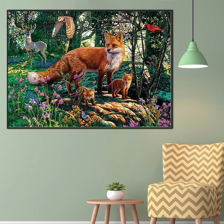 Fox 40*50cm(picture) full round drill diamond painting 4 to 12 colors of AB  drills