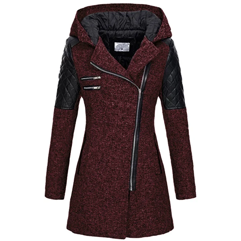 Nigikala Nigikala Explosion Of Women's Autumn And Winter Long Hooded Loose Zip-Chain Coat