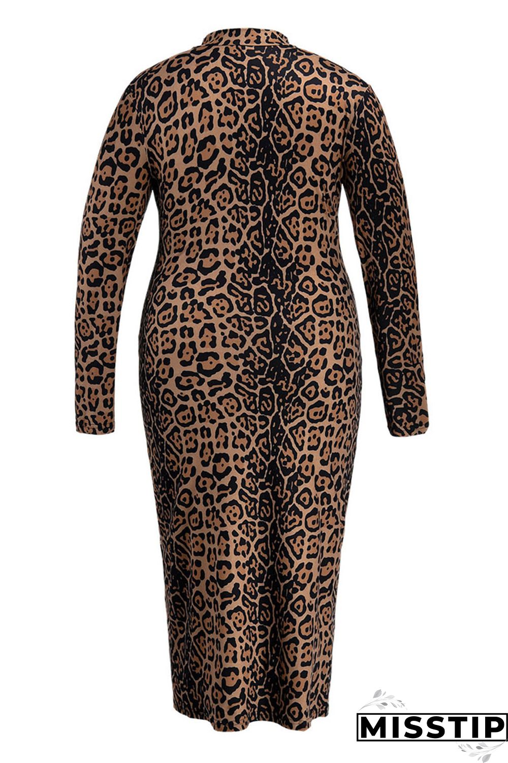 Multicolor Fashion Casual Print Basic O Neck Long Sleeve Plus Size Dresses