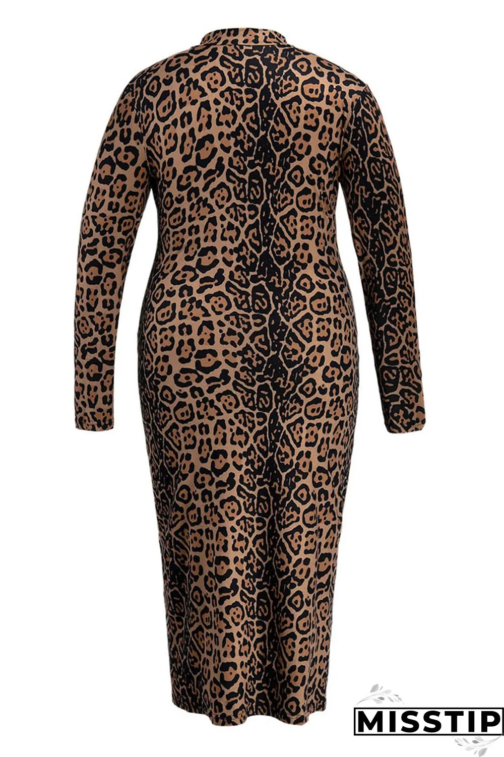 Multicolor Fashion Casual Print Basic O Neck Long Sleeve Plus Size Dresses