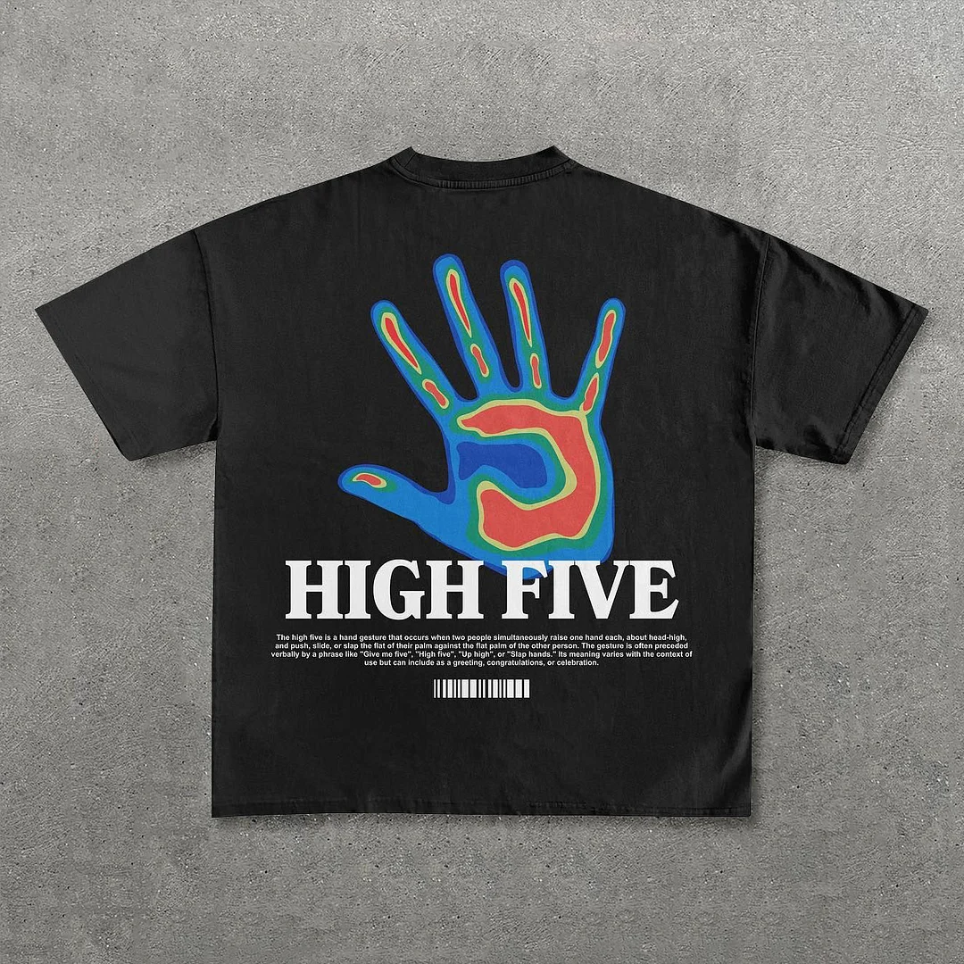 High Five Print Short Sleeve T-Shirt
