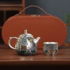 Multifunctional Ceramic Teapot Sterling Silver Side Handle Teapot Fairness Cup Kung Fu Tea Set Silver Plated Health Anti-Scalding Teapot Portable Travel Tea Set