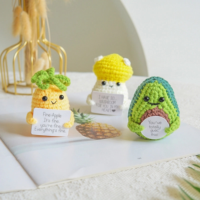 10 Pieces Hot Sale Hand-woven Positive Energy Potato Cute Funny Avocado Mushroom Pineapple Cucumber Doll Doll