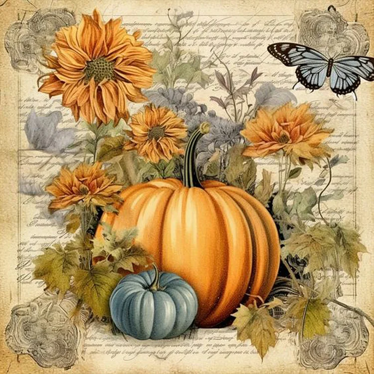 Autumn Pumpkin Pictorial - Full Drill Diamond Painting - 30*30CM(Canvas)