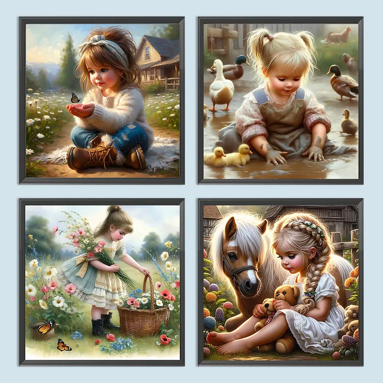 アート・写真 【ダイヤモンドアート】Little Farmer Girl