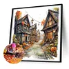 Halloween Pumpkin Street-Full Round Diamond Painting 30*30CM