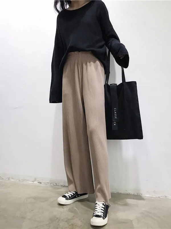 Urban Loose Wide Leg Solid Color Pants