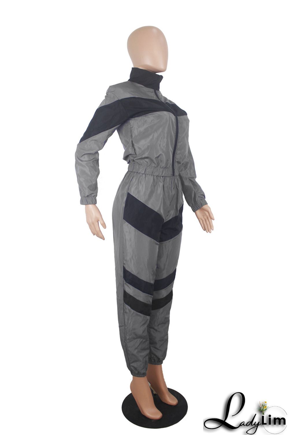 Blue Fashion Casual Patchwork Solid Split Joint Zipper Collar Long Sleeve Two Pieces(Without Pocket)