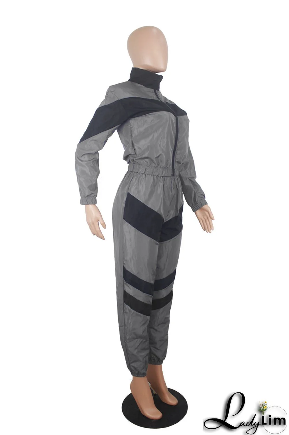 Blue Fashion Casual Patchwork Solid Split Joint Zipper Collar Long Sleeve Two Pieces(Without Pocket)