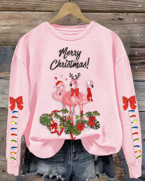 Merry Christmas Flamingo Crewneck Sweatshirt