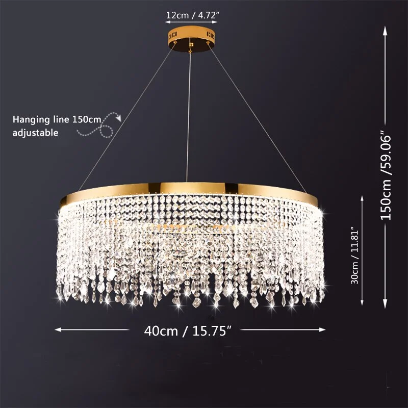 Living Room Luxury Chandelier Nordic K9 Crystal Hanging Lamp Gold Home Decor Led Dining Room Pendant Light Fixture