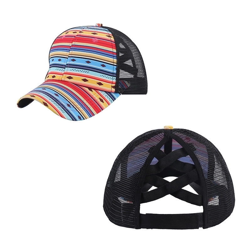 Unisex Casual Minimalist Stripe Lattice Flower Curved Eaves Baseball Cap
