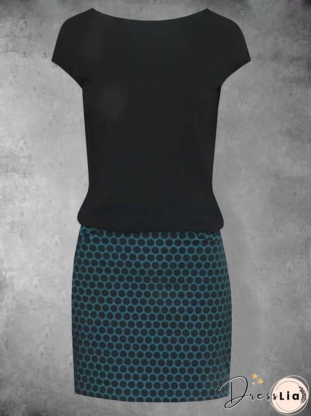 Crew Neck Polka Dots Short Sleeve Casual Knitting Dress