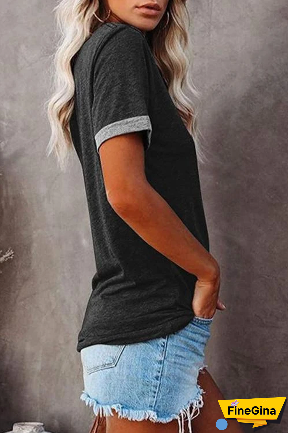 KarliDress Contrast Pocket Short Sleeve T-Shirt P12482